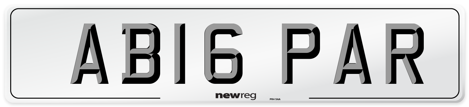 AB16 PAR Number Plate from New Reg